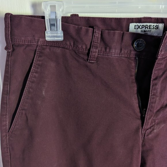 Express Slim Fit Burgundy Chinos 32x32 - Picture 6 of 9